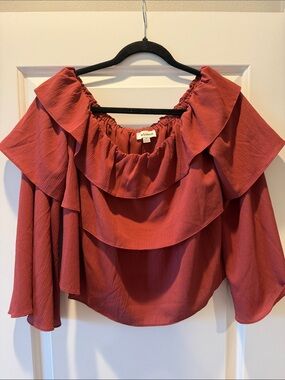 Storee Women's Off-Shoulder Ruffle Blouse - Rust